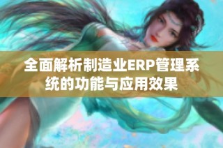 全面解析制造业ERP管理系统的功能与应用效果