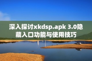 深入探讨xkdsp.apk 3.0隐藏入口功能与使用技巧