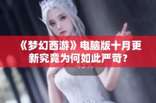 《梦幻西游》电脑版十月更新究竟为何如此严苛？