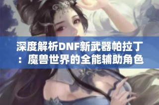 深度解析DNF新武器帕拉丁：魔兽世界的全能辅助角色新风潮