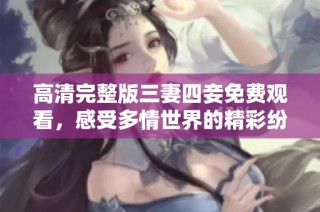 高清完整版三妻四妾免费观看，感受多情世界的精彩纷呈