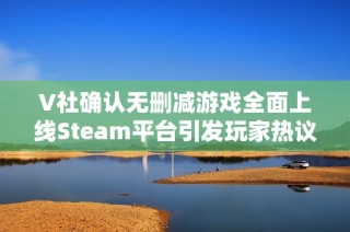 V社确认无删减游戏全面上线Steam平台引发玩家热议