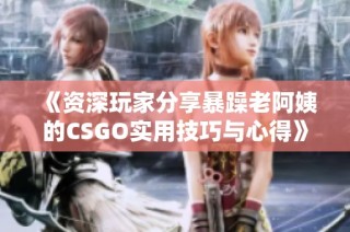 《资深玩家分享暴躁老阿姨的CSGO实用技巧与心得》