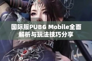 国际服PUBG Mobile全面解析与玩法技巧分享