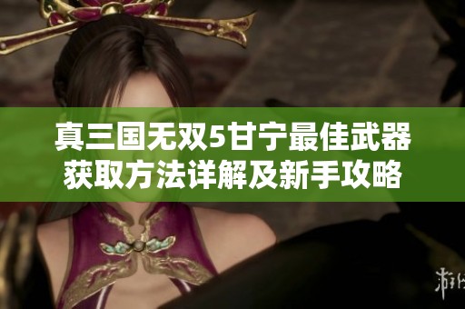 真三国无双5甘宁最佳武器获取方法详解及新手攻略