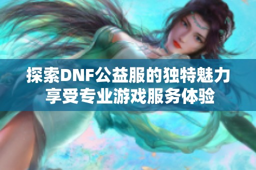 探索DNF公益服的独特魅力 享受专业游戏服务体验