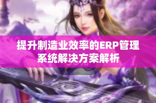 提升制造业效率的ERP管理系统解决方案解析