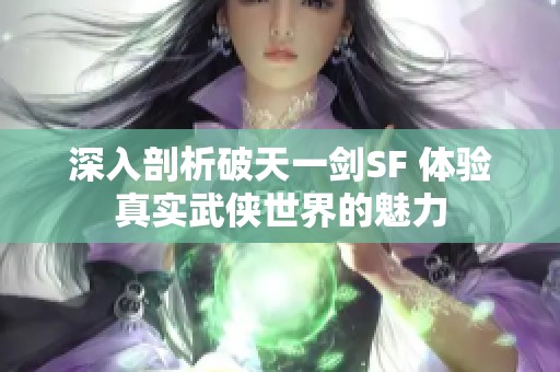 深入剖析破天一剑SF 体验真实武侠世界的魅力