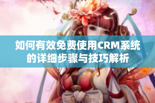 如何有效免费使用CRM系统的详细步骤与技巧解析