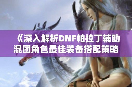 《深入解析DNF帕拉丁辅助混团角色最佳装备搭配策略》